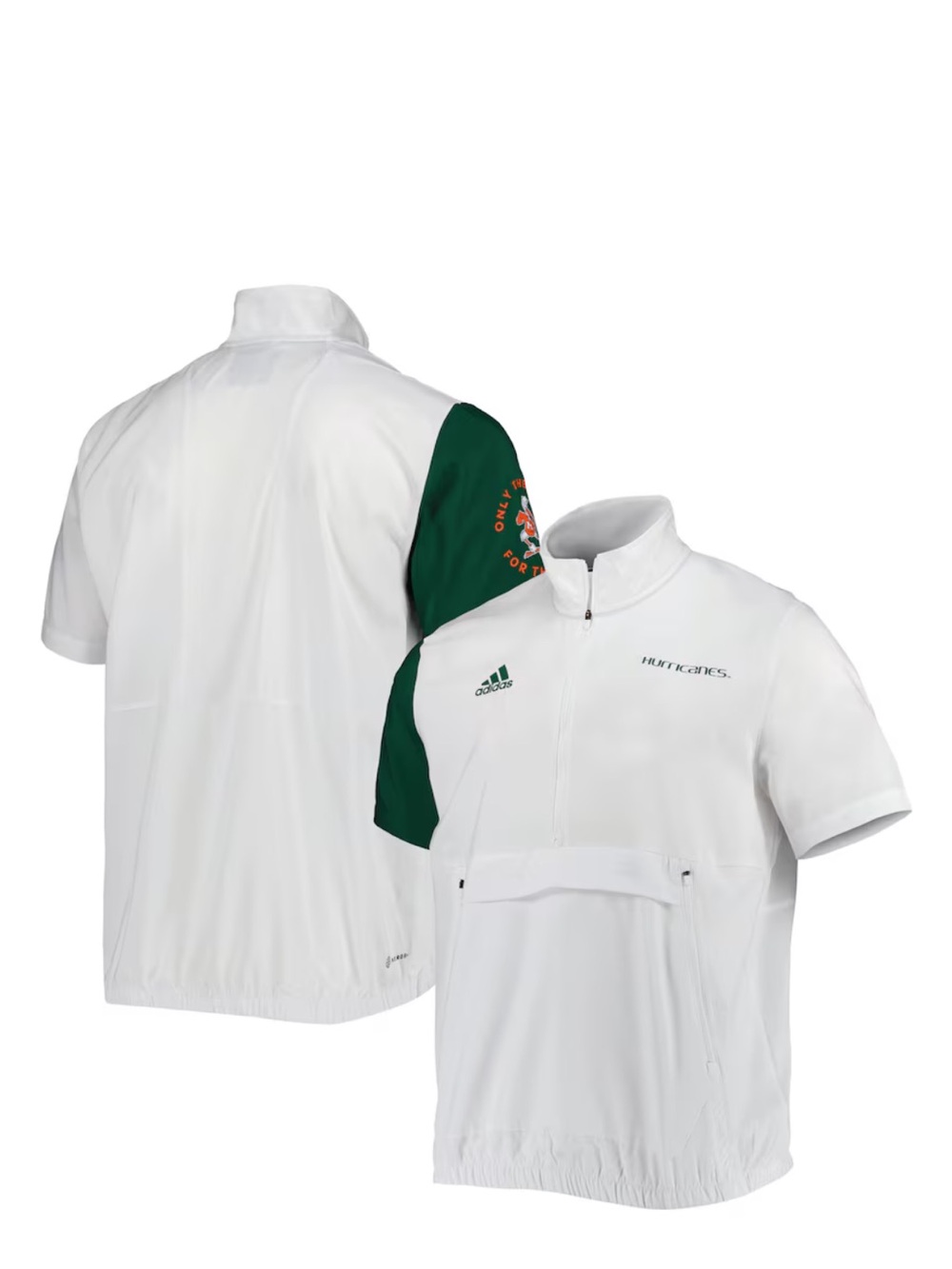 Men’s adidas Miami Hurricanes STM AEROREADY Half-Zip Jacket Short Sleeve 2X